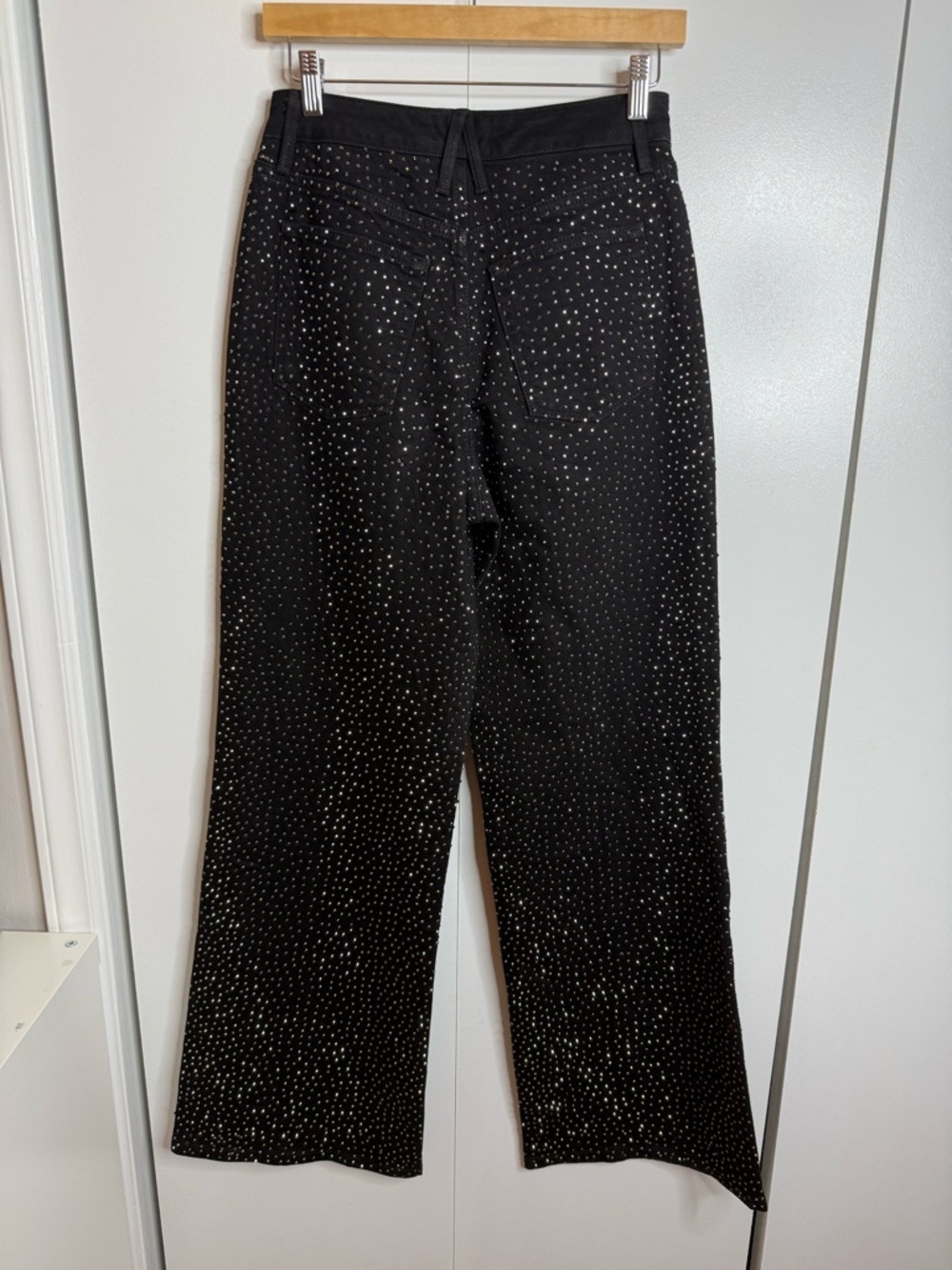 Good American Good Ease Embellished Baggy Jeans Sparkle Wide Leg Black 2/26 NWT - Picture 5 of 13